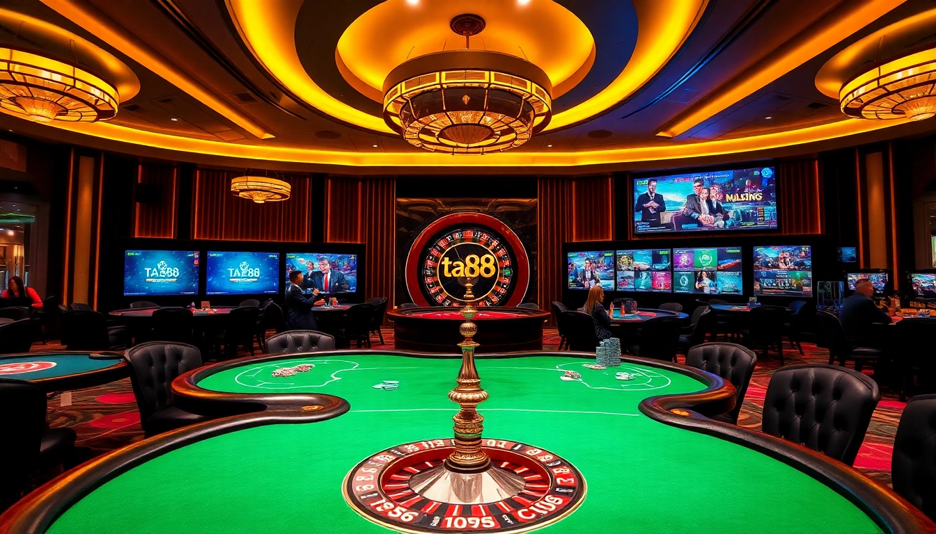 Experience thrilling gameplay at ta88 club with vibrant casino tables and high-tech interfaces.