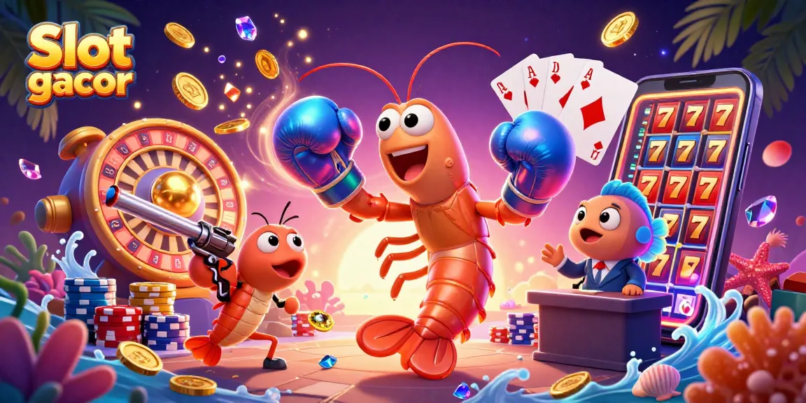 Spin the Slot gacor reels with the vibrant mantis shrimp and its companions, surrounded by cascading coins.