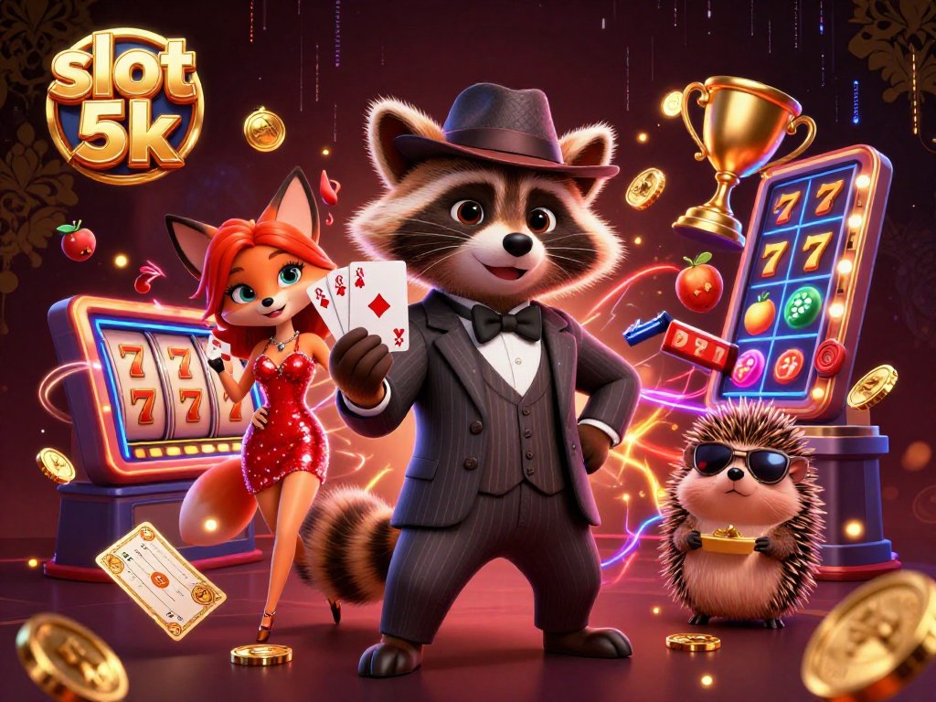 Spin the slots with slot 5k in this vibrant and engaging gambling illustration.