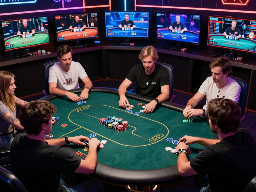 More players experience thrilling action at nhà cái 8xbet during a competitive online poker game with immersive graphics.