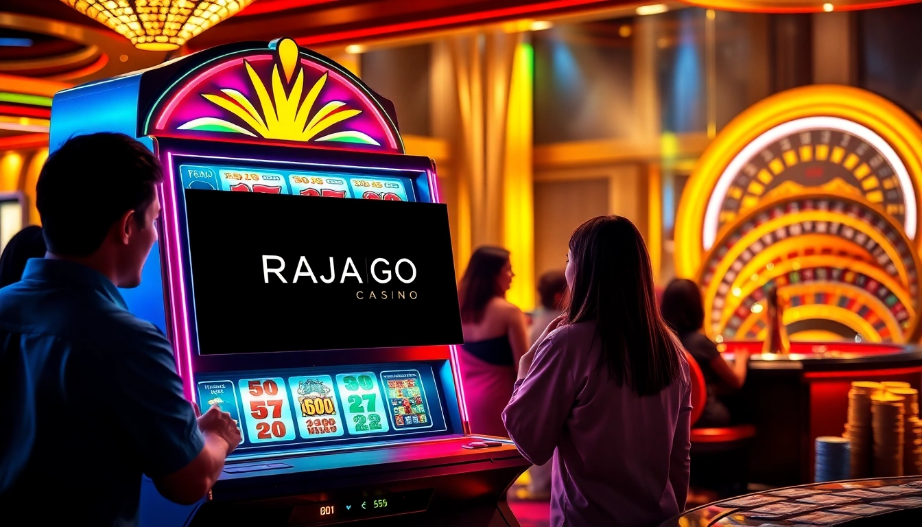 RAJAGACOR slot machine attracting eager players in a luxurious casino ambiance.
