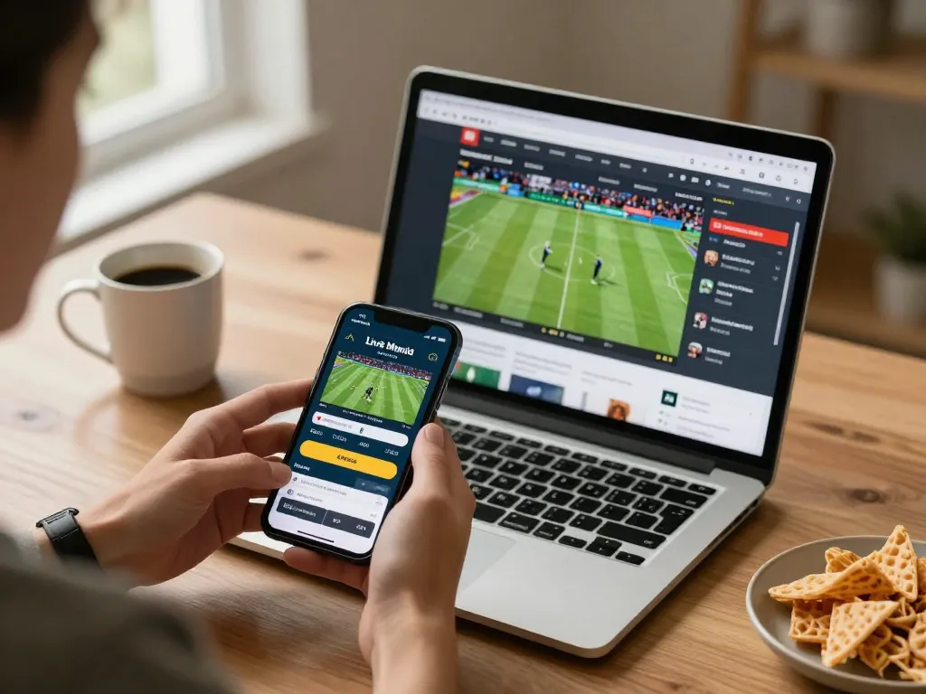 Engaging online sports betting scene showcasing link 45678 on a smartphone with live odds and betting options.