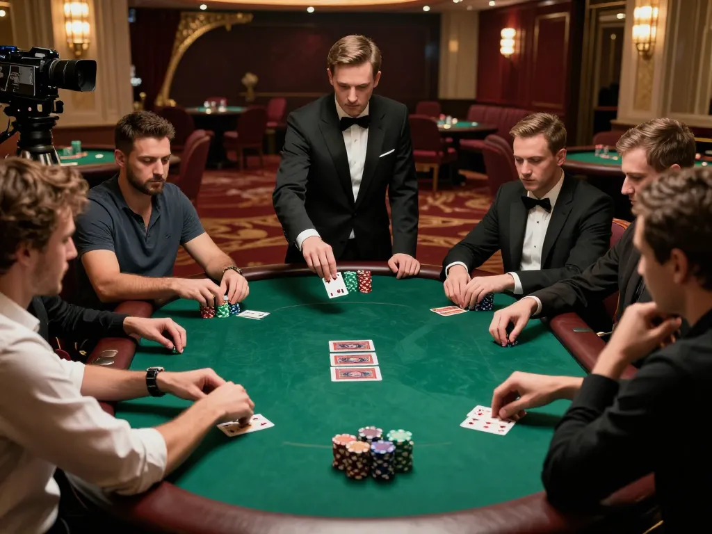 Engaging poker game scene showcasing bdtk66 with players focused on strategy and luxury.