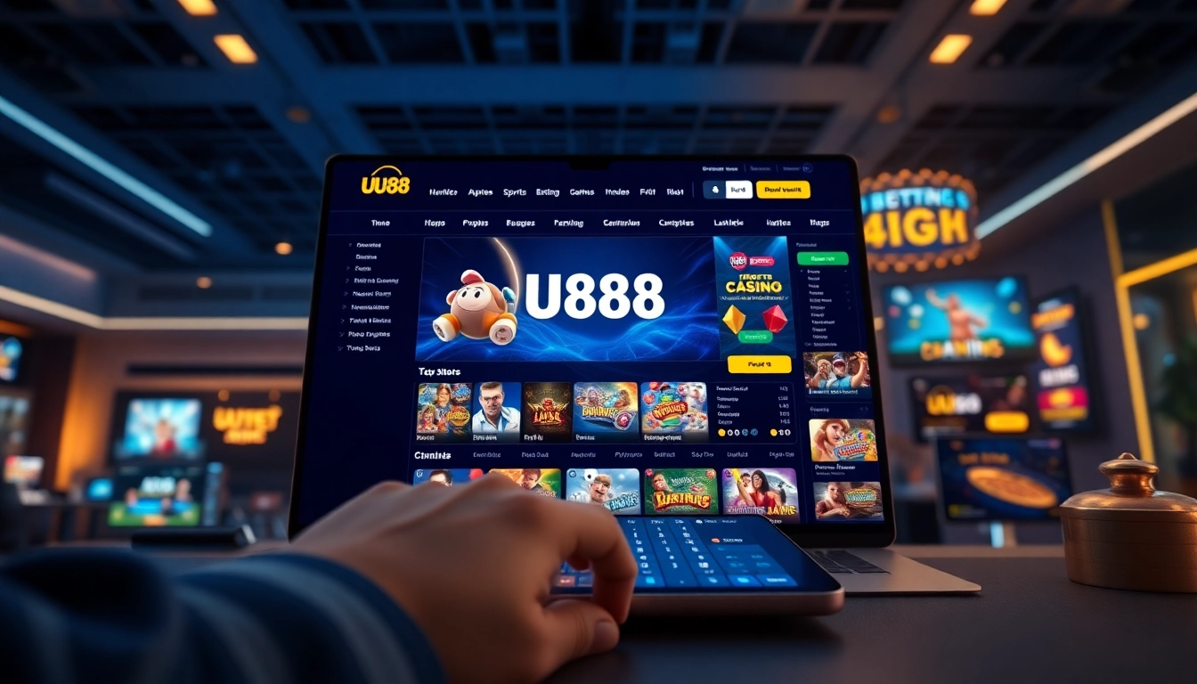 UU88 online betting platform interface showcasing diverse games and a professional layout