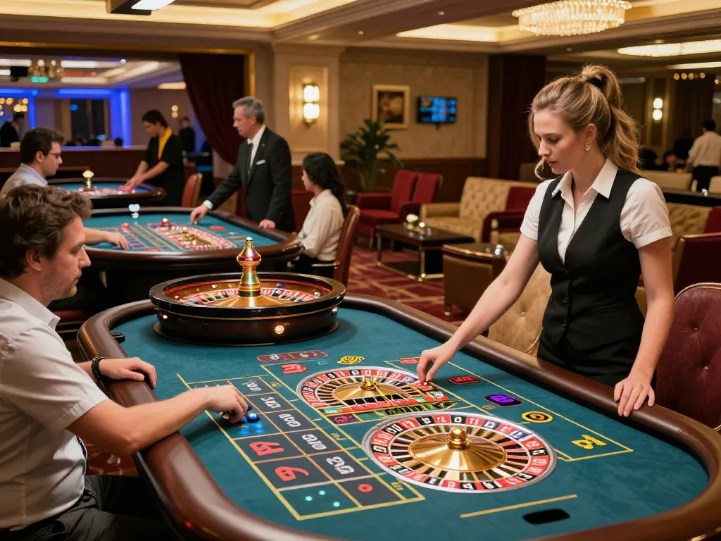 Players enjoying live roulette at nhà cái uy tín 88aa, experiencing thrilling gameplay in a vibrant casino atmosphere.