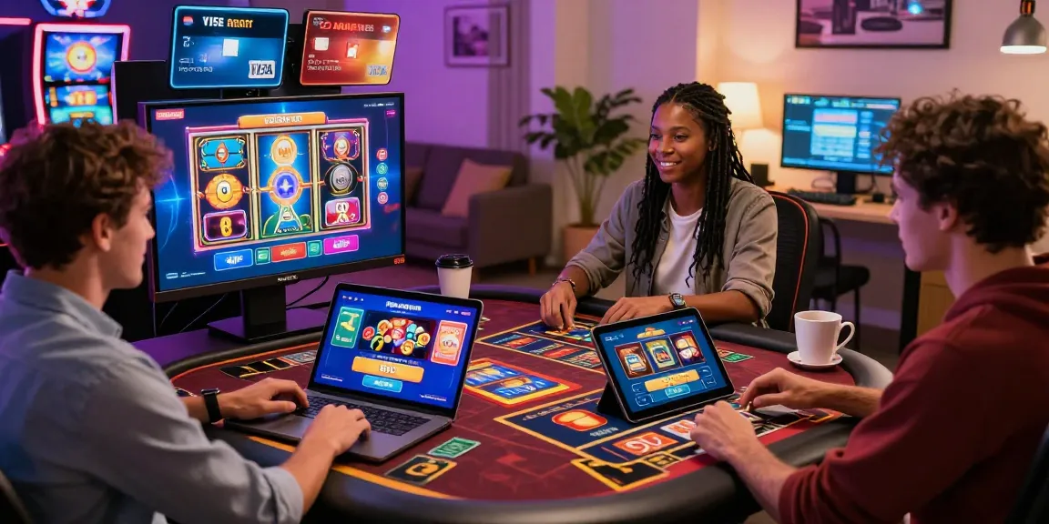 Exciting gaming scene at https://dea.org.uk credit card casinos showing players enjoying various games with credit card options prominently displayed.
