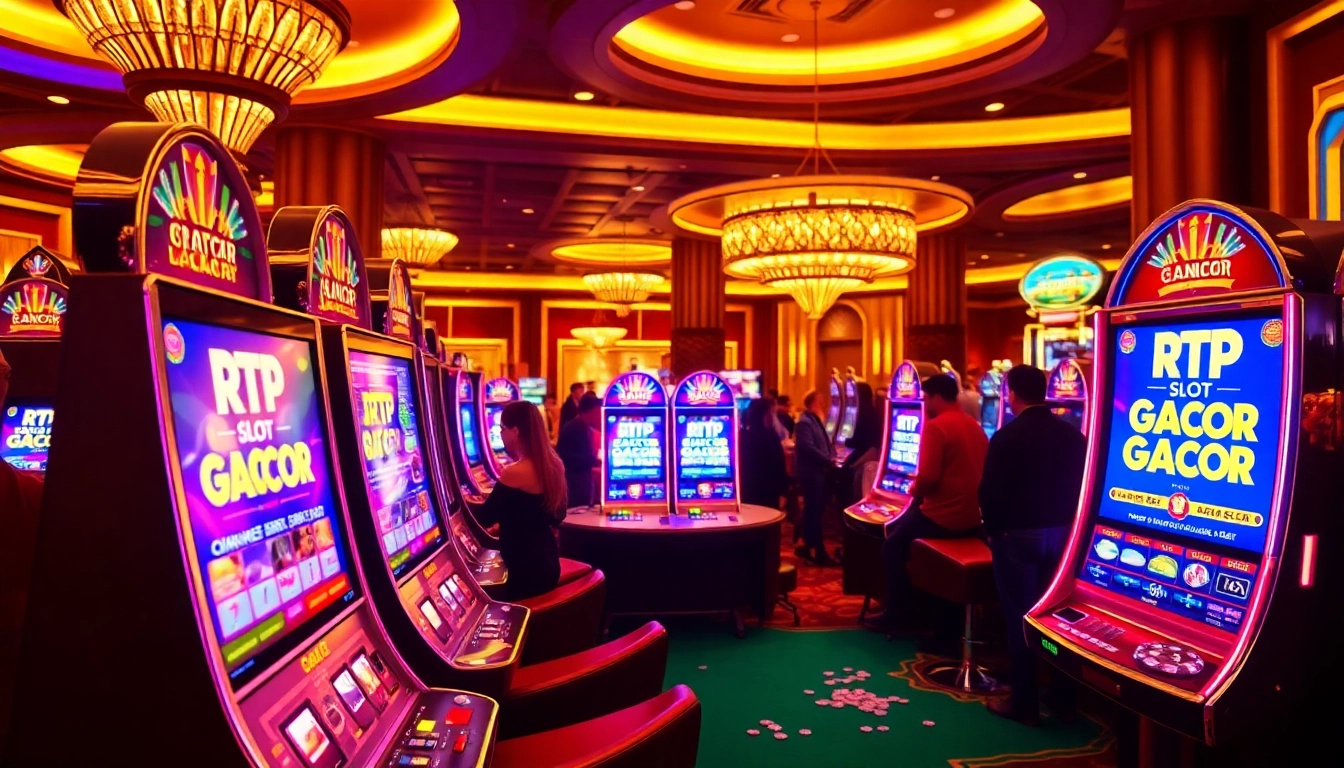 Experience RTP Slot Gacor excitement with vibrant slot machines and engaged players in a dynamic casino environment.