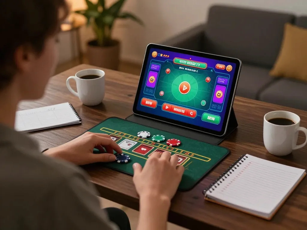 Enjoying thrilling blackjack gameplay on Go99's user-friendly platform in a cozy home setting