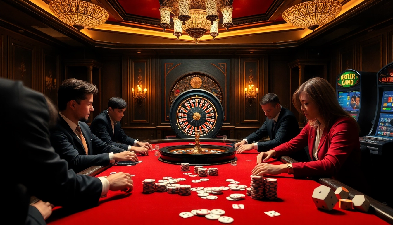 Engage with exciting gameplay at https://thabet1.net/ featuring a vibrant casino scene with poker and roulette elements.