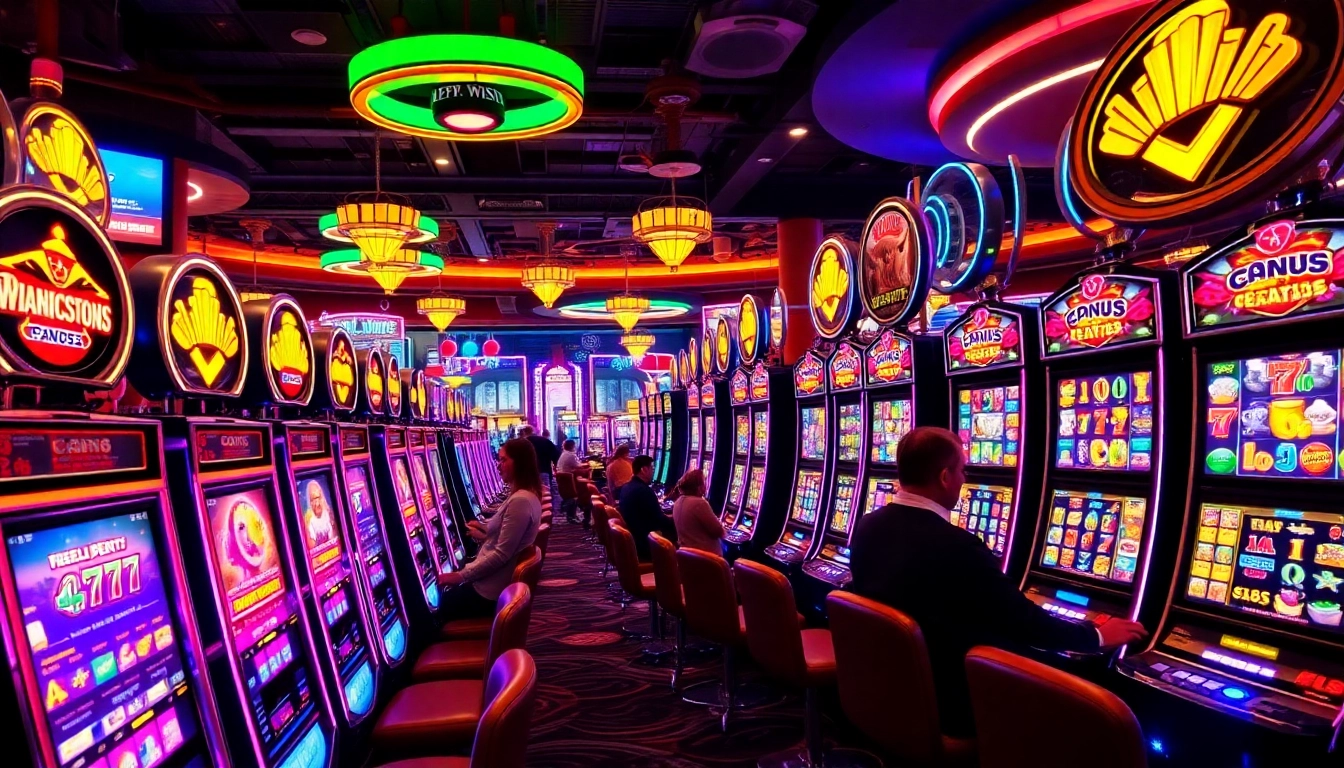 1777 bet 777 slots নিয়ে উত্তেজনাপূর্ণ ক্যাসিনো দৃশ্য, যাত্রীরা স্লটে খেলা করছেন।