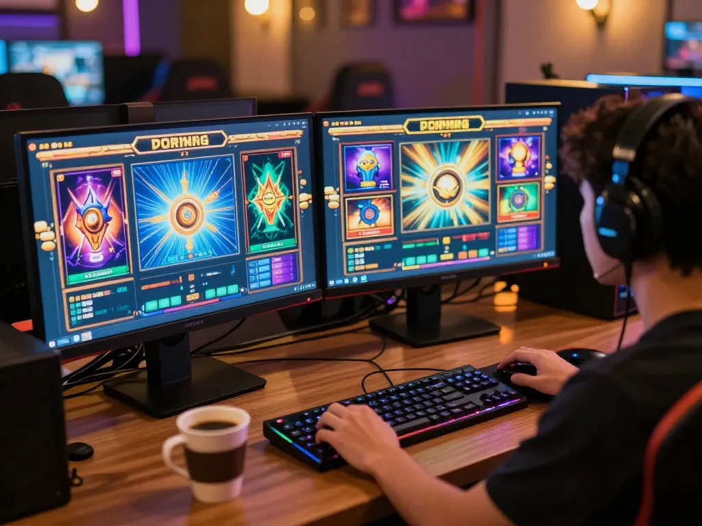 Engaging gameplay on a situs slot interface showcasing colorful online slots and a focused player in a cozy setup.