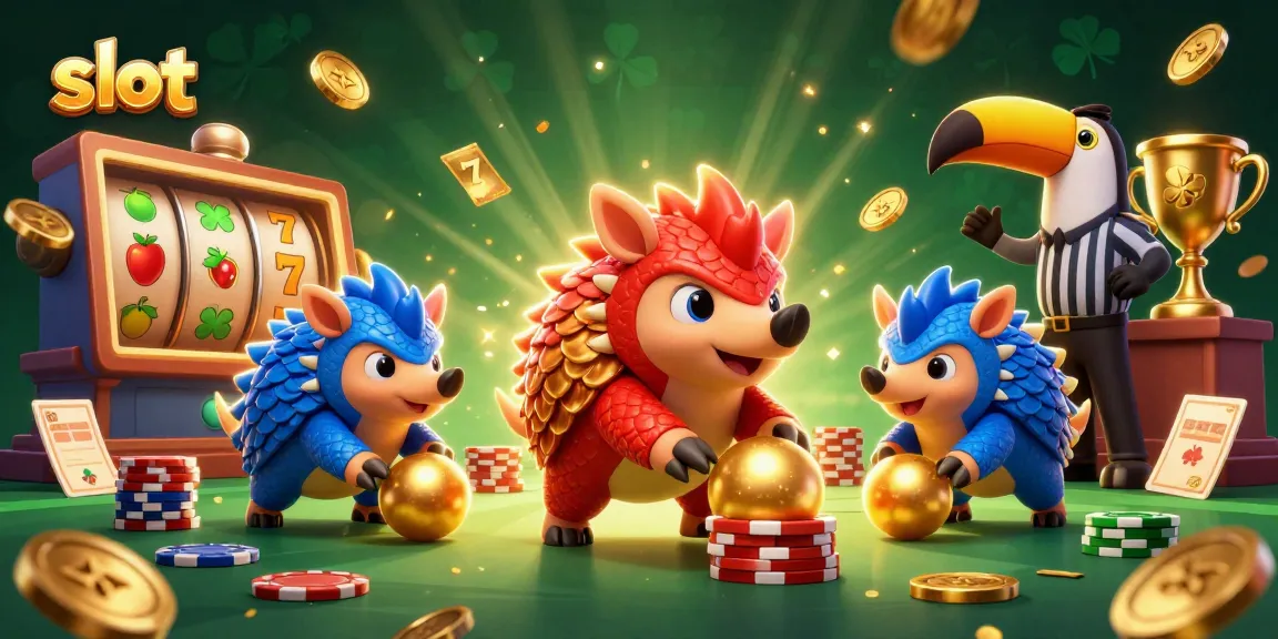 Spinning slot reels with rival pangolins competing in a vibrant casino scene.