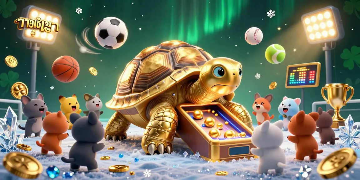 Play and win with ทางเข้ายูฟ่า in this vibrant 3D illustration of an exciting gaming scene.