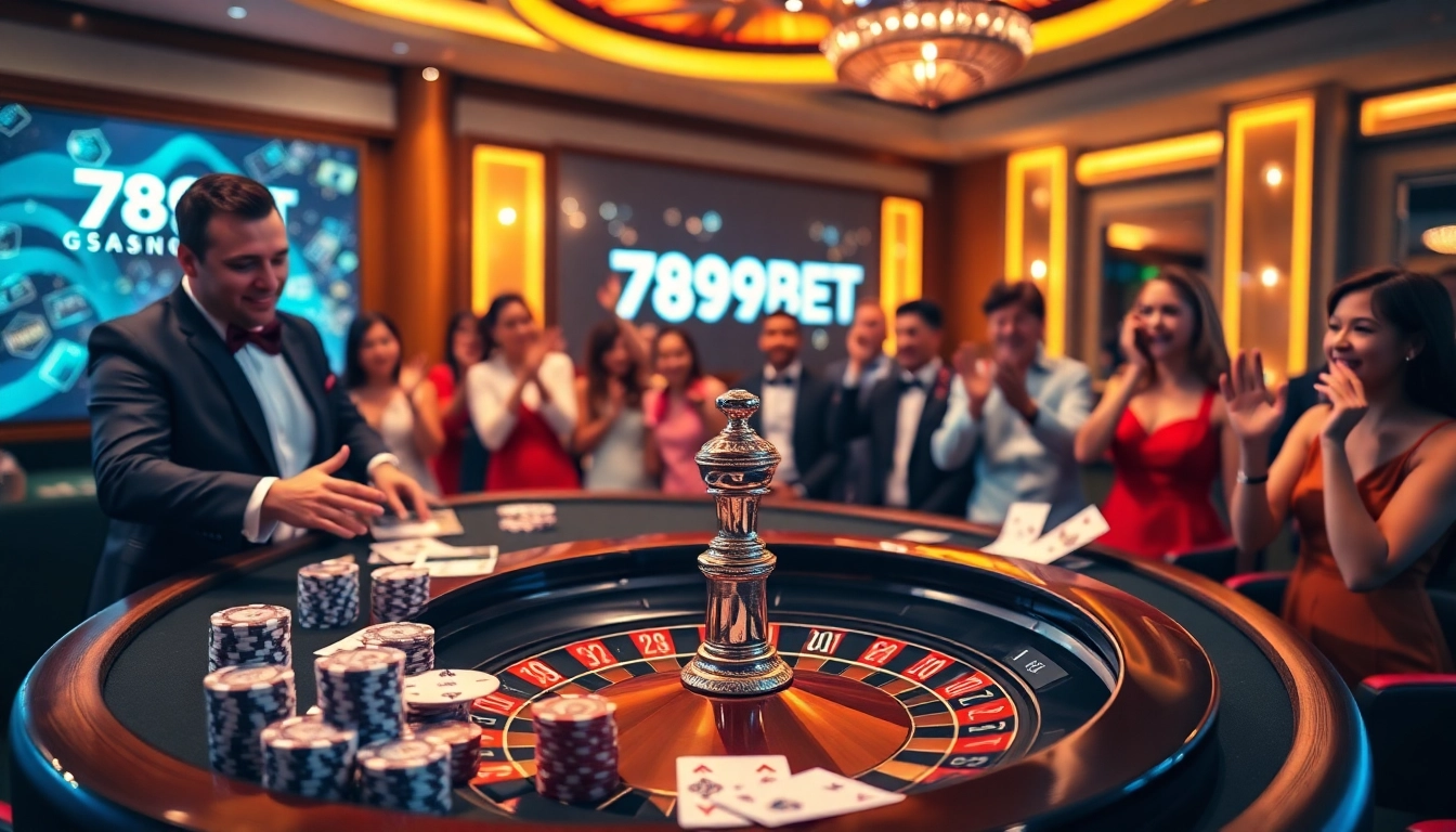 Experience the thrill of winning at 789BET with a dynamic casino setup featuring poker and roulette.