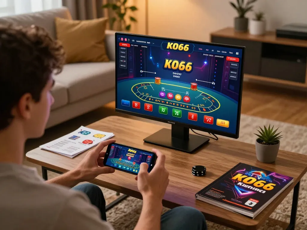 Người dùng KO66 hấp dẫn đang đặt cược vào trò chơi blackjack với người chia bài trực tiếp qua ứng dụng điện thoại thông minh