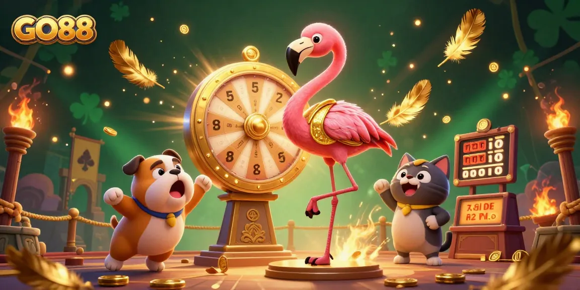 Win big at GO88 with exciting gambling games in this vibrant 3D digital illustration.