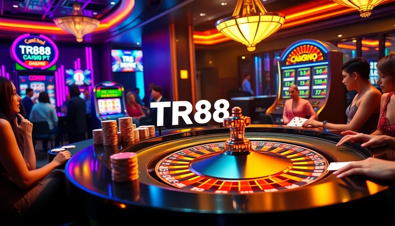 Engaging gamblers at the TR88 roulette table with vibrant chips and cards.