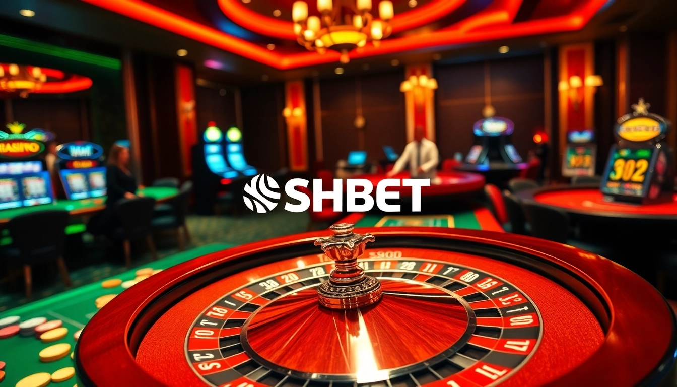 Experience the excitement of SHBET with luxurious casino tables and engaging gameplay.