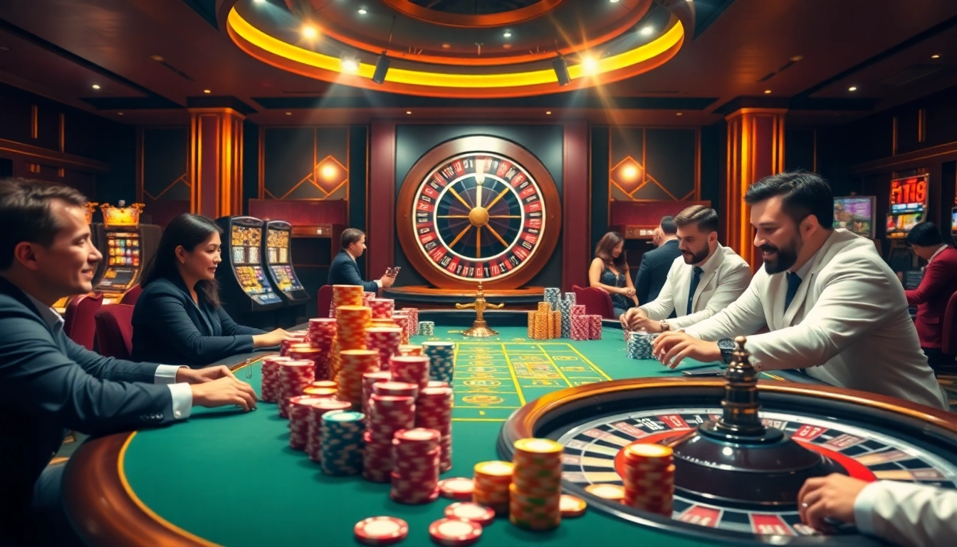 Exciting poker action at i9bet casino with colorful chips and vibrant atmosphere.