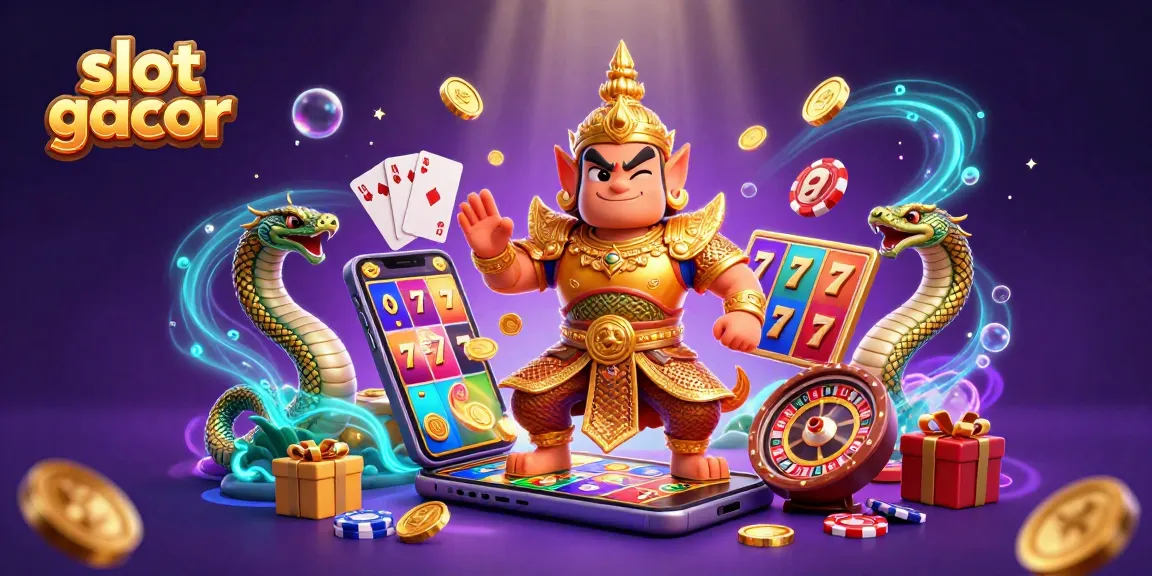 Engage with the excitement of slot gacor in this ultra-detailed illustration showcasing an enchanting casino scene with vibrant game elements.