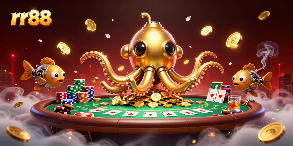 Engage with rr88's vibrant online casino experience featuring golden kraken and poker excitement