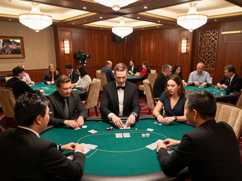 TG88 poker players strategizing at a luxury table in an upscale casino environment