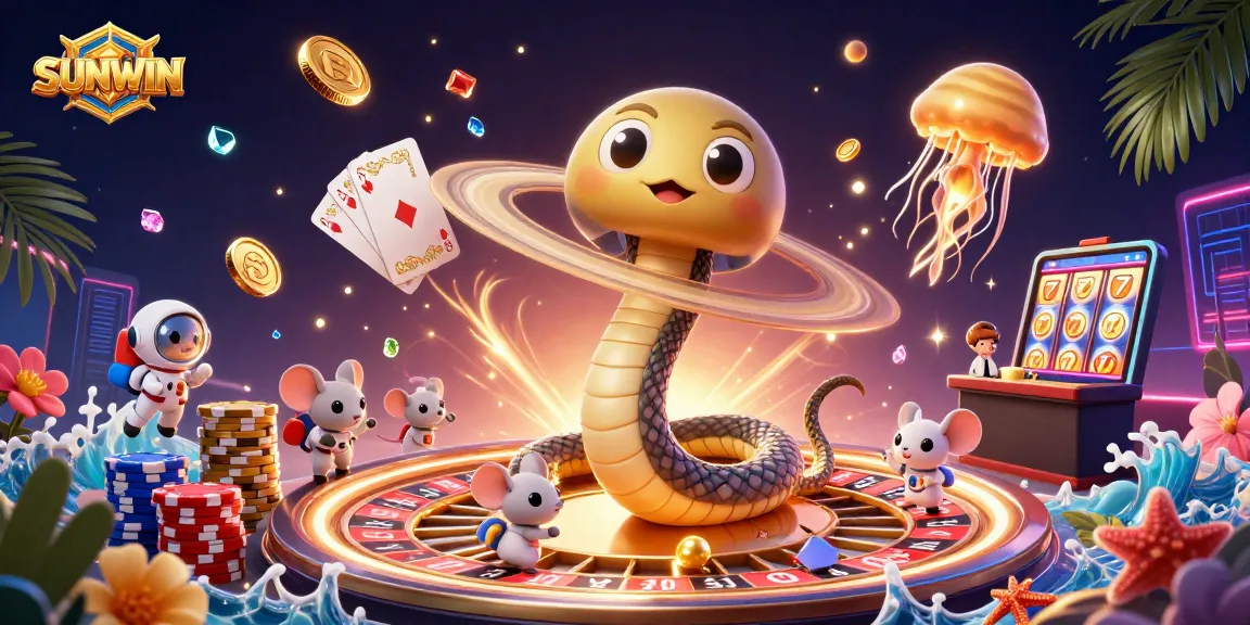 SUNWIN players engage with a cosmic roulette game and vibrant casino elements resulting in big wins.