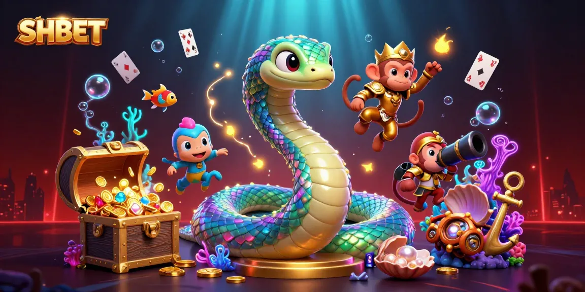 Experience the vibrant world of SHBET with an alluring 3D scene featuring a rainbow serpent and monkey king.