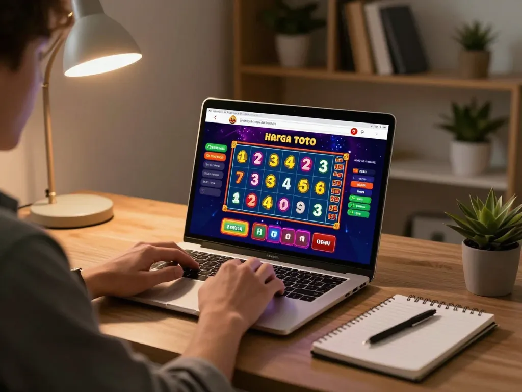 Engaged player strategizing on harga toto online gaming interface from a cozy home office.