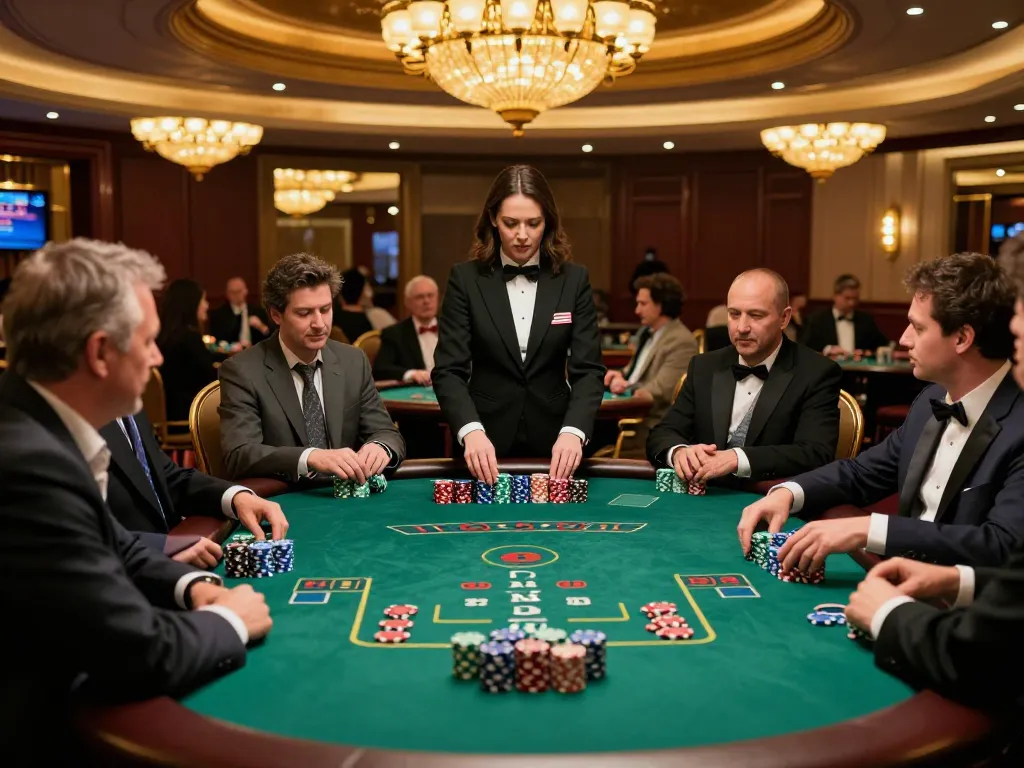Players at a tg88 blackjack table strategizing bets while enjoying upscale casino ambiance