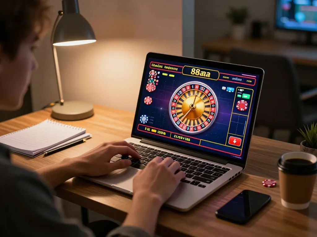 Experience casino online 88aa excitement with a vibrant gaming setup showcasing roulette action.