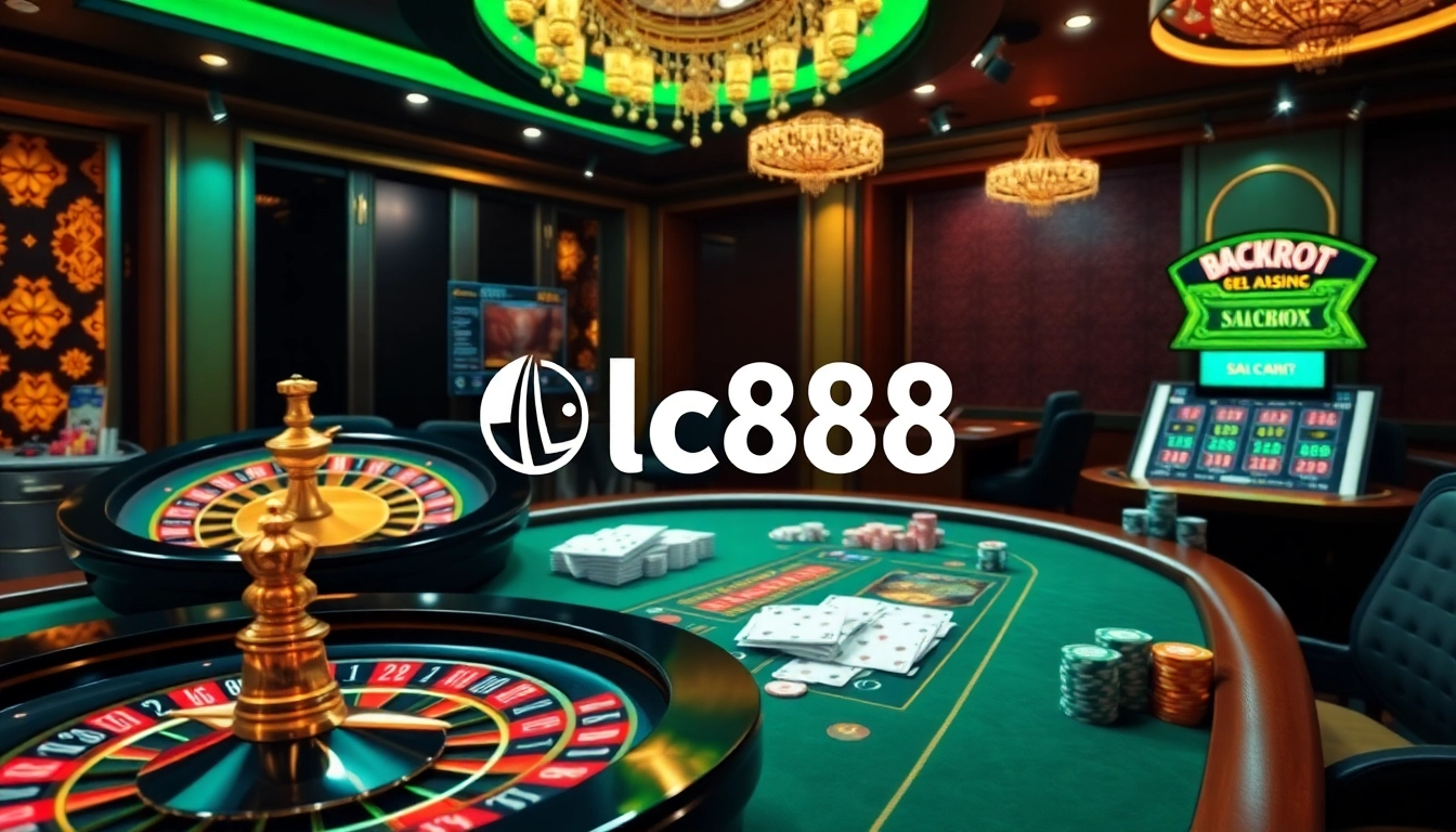 Players enjoy a professional gambling experience at lc88 with vibrant casino tables and exciting atmosphere.
