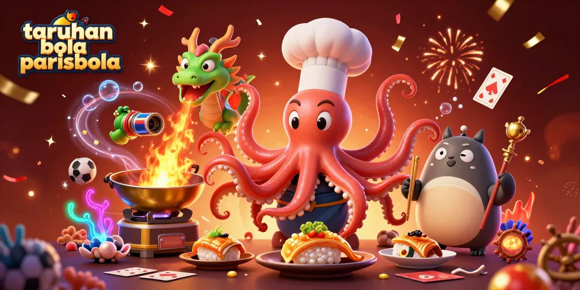 Experience excitement with taruhan bola parisbola featuring a vibrant 3D scene of cartoon characters in a sports betting arena.