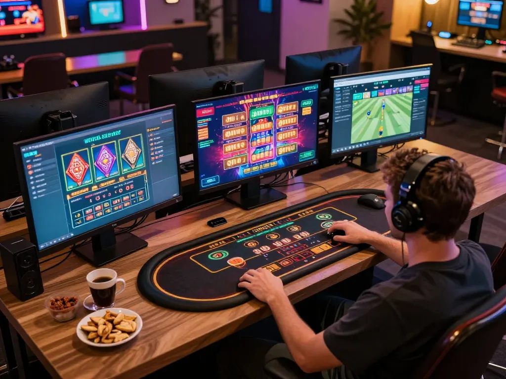 Player engaging with multiple casino games at their online platform https://f168.osaka/ showcasing an inviting gaming atmosphere.
