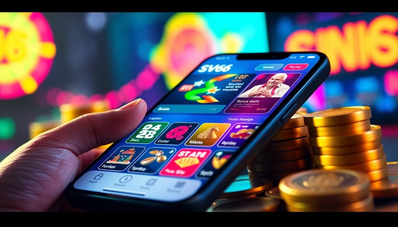Explore the SV66 online gaming experience with a vibrant user interface showcasing thrilling games and seamless transactions.