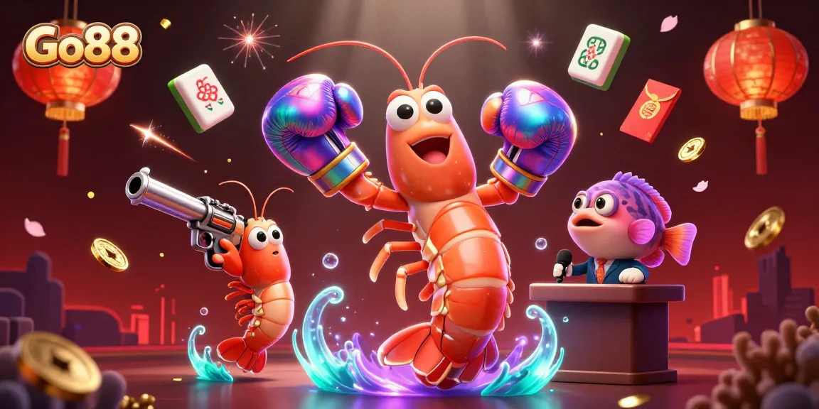 Experience the excitement of Go88 with dynamic casino-themed illustration featuring vibrant characters and gambling elements.