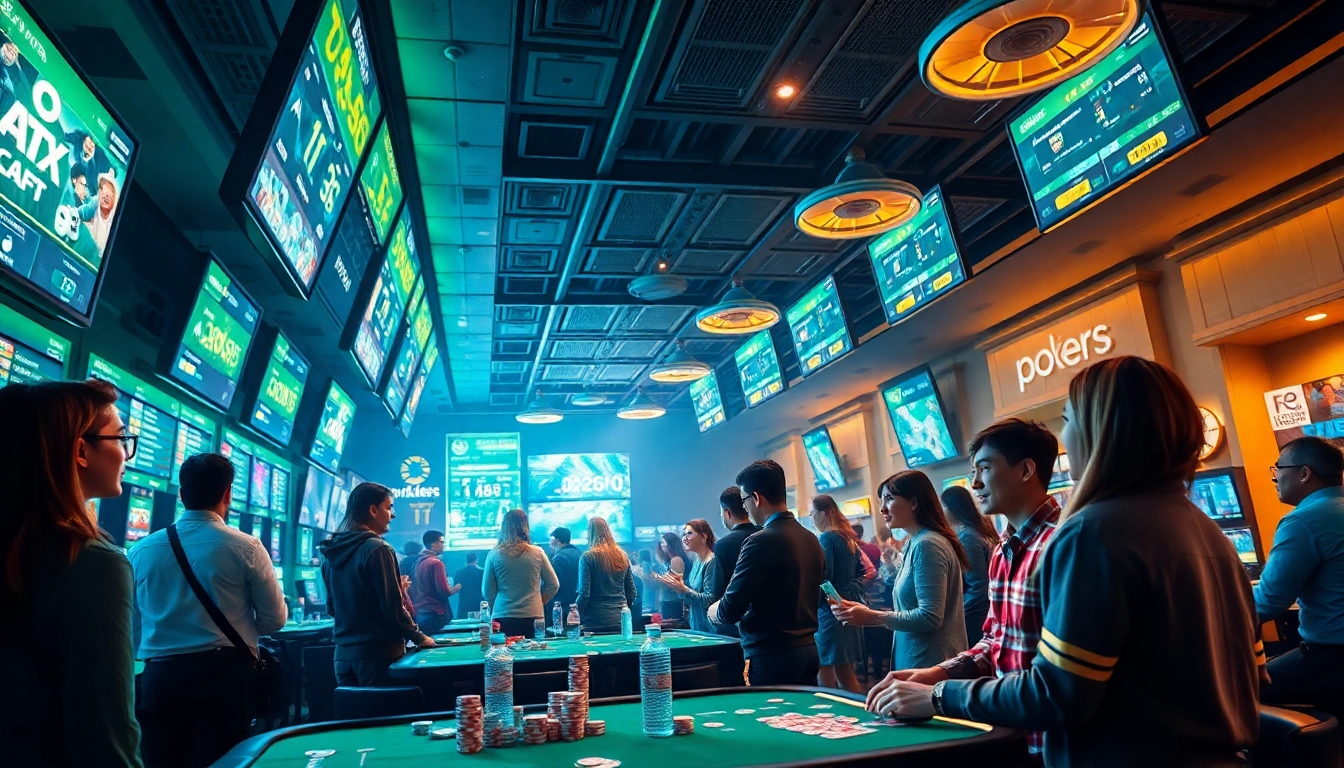 An interactive online gambling scene at f8bet.com featuring diverse players engaged in exciting gaming activities.