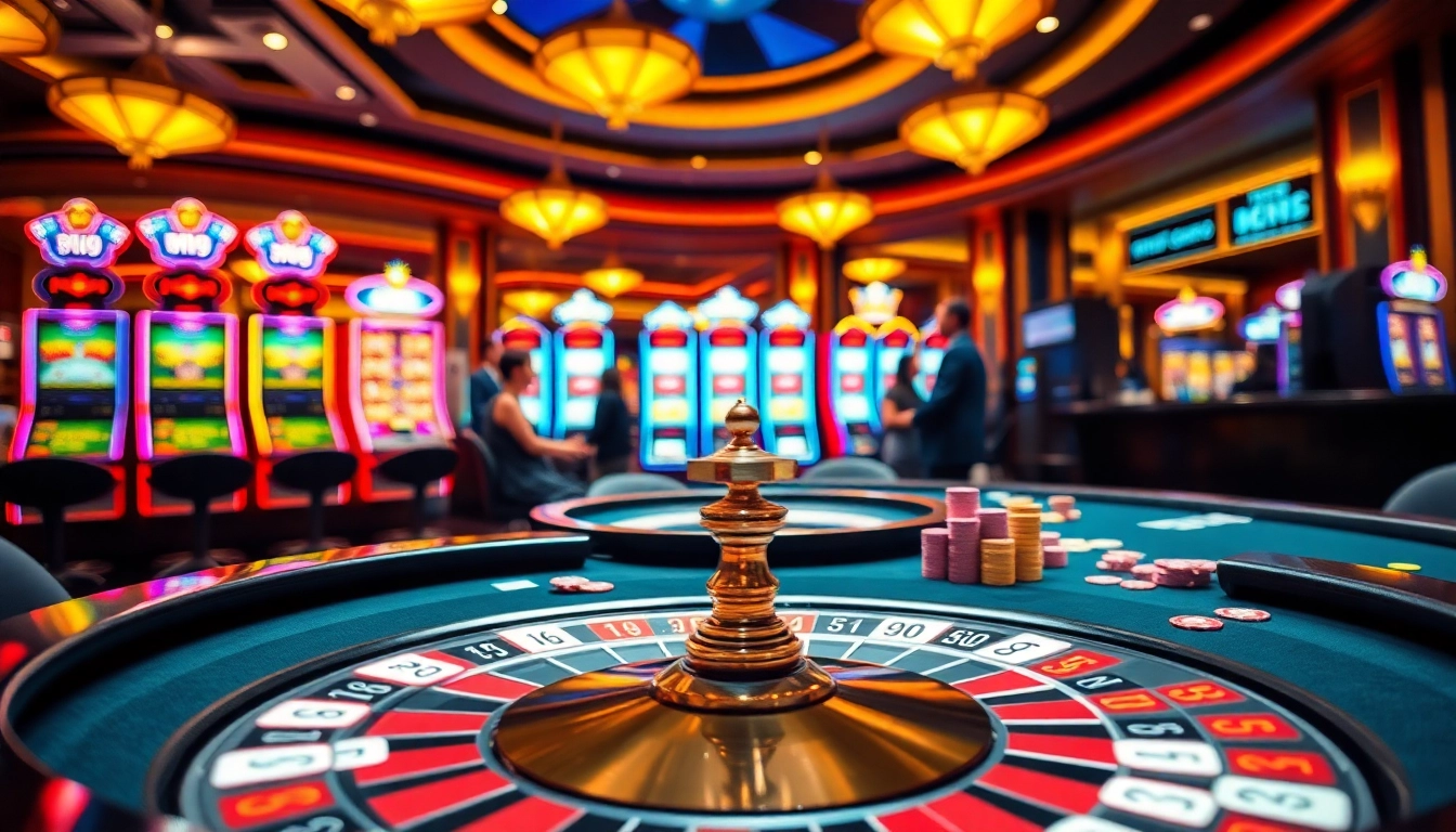 Players enjoying a thrilling game at the Go 99 casino table filled with vibrant poker chips.