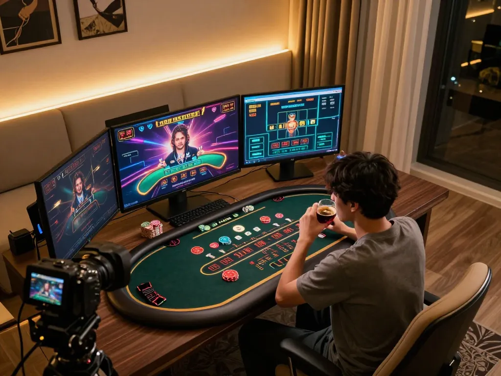 Player strategizing in an immersive online blackjack game on BK33 platform, capturing intense gaming action.