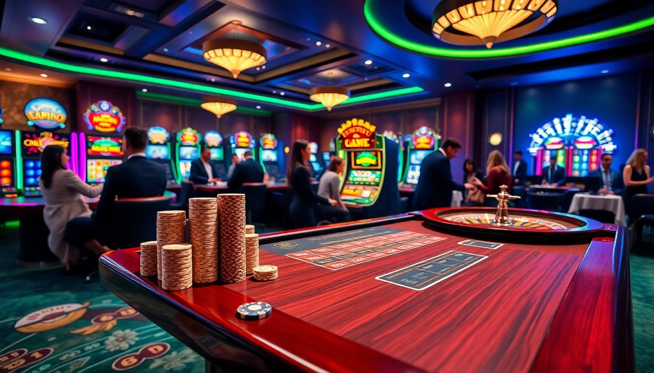 Experience thrilling gameplay at Rikvip, where vibrant gaming tables and slot machines create excitement.