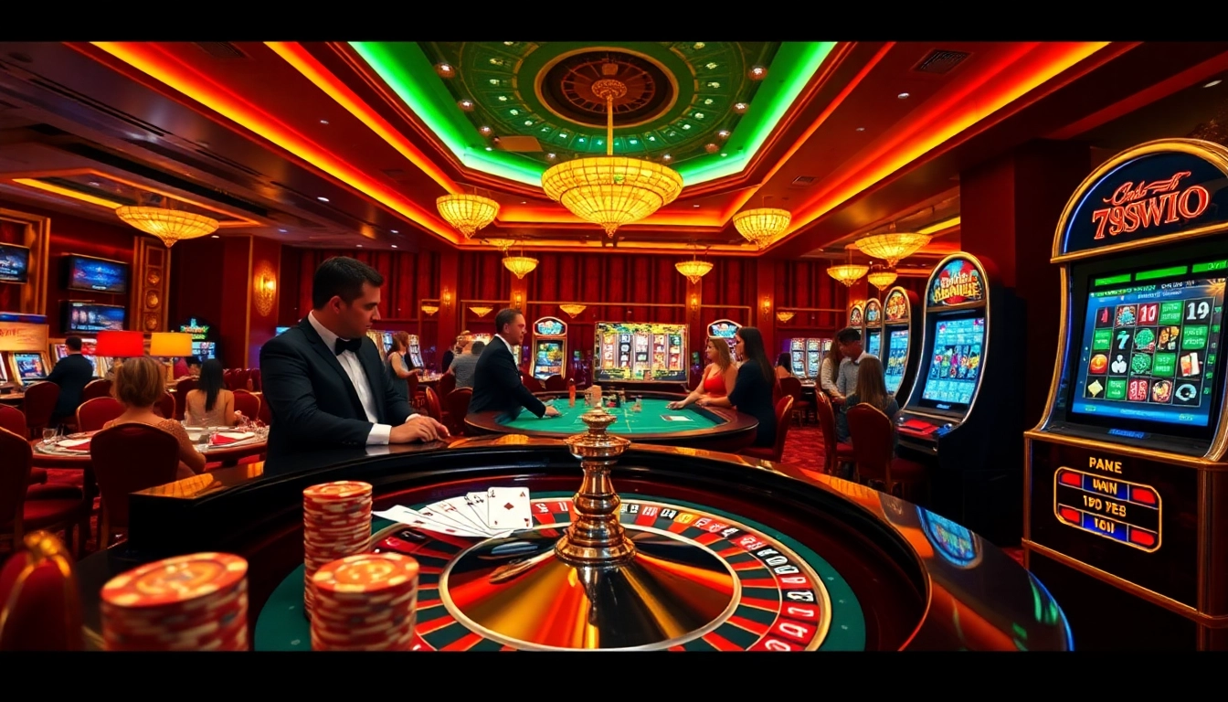 Players enjoying a thrilling casino experience at 789win com with roulette and poker