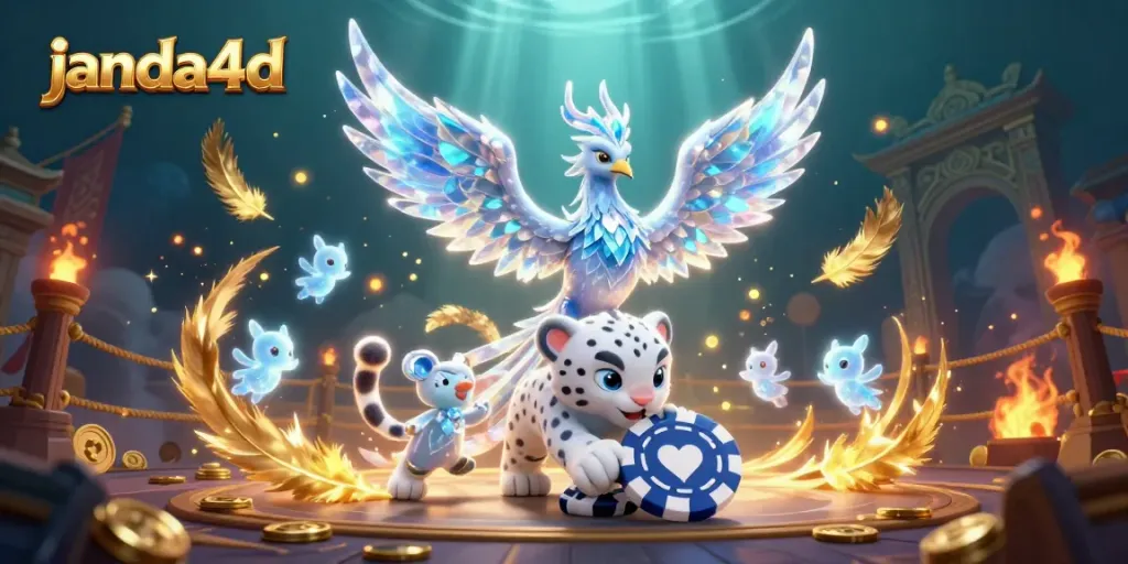 Gamer meraih kemenangan di janda4d dengan simbol slot dan chip poker es yang menarik.