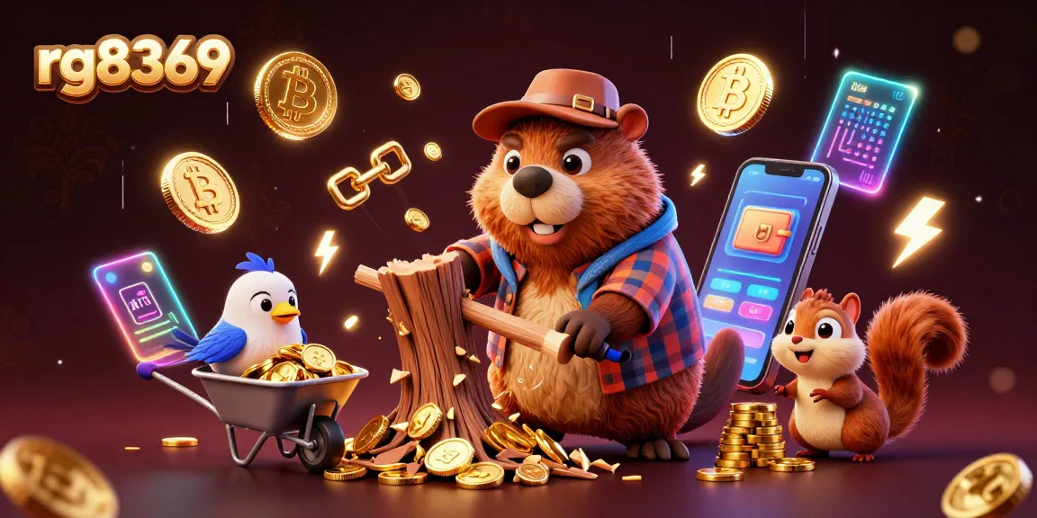 Engage in the gaming excitement at rg8369 with a cartoon beaver collecting coins in a vibrant casino world.