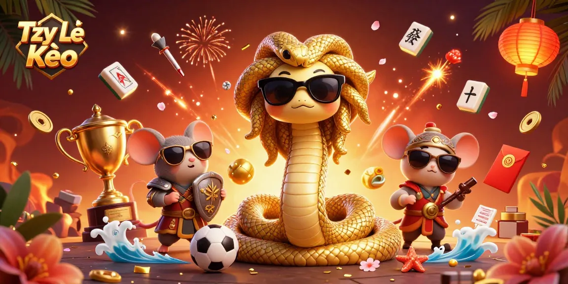 Engage with Tỷ Lệ Kèo in a vibrant sports betting scene featuring festive characters and dynamic sports elements.