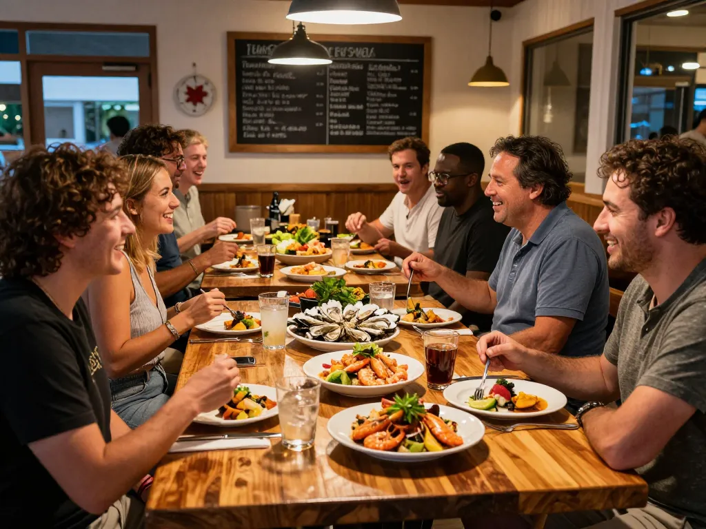 Delicious seafood dishes at The Shack restaurant, showcasing vibrant flavors and cozy atmosphere.
