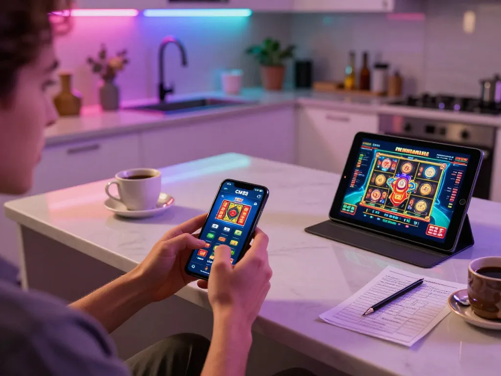 Engaging with the CM88 app for online gaming at home, enhancing the gambling strategy experience