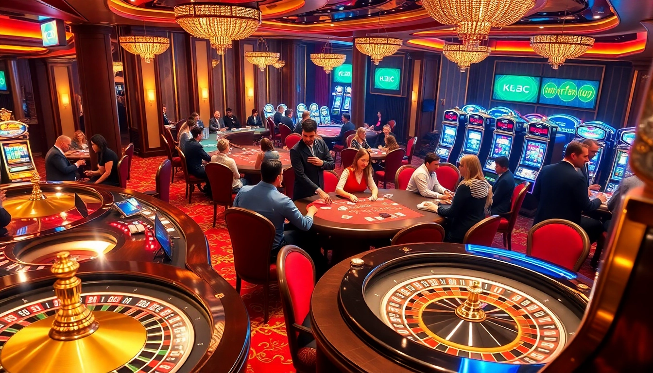 KJC casino players engaging in strategic card games amid luxury and excitement.