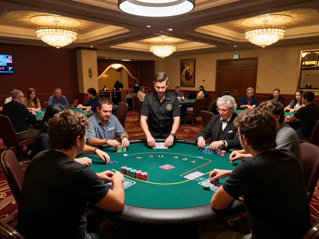Pemain yang terlibat dalam permainan poker yang mendebarkan di kasino KING55, menunjukkan permainan strategis dan suasana