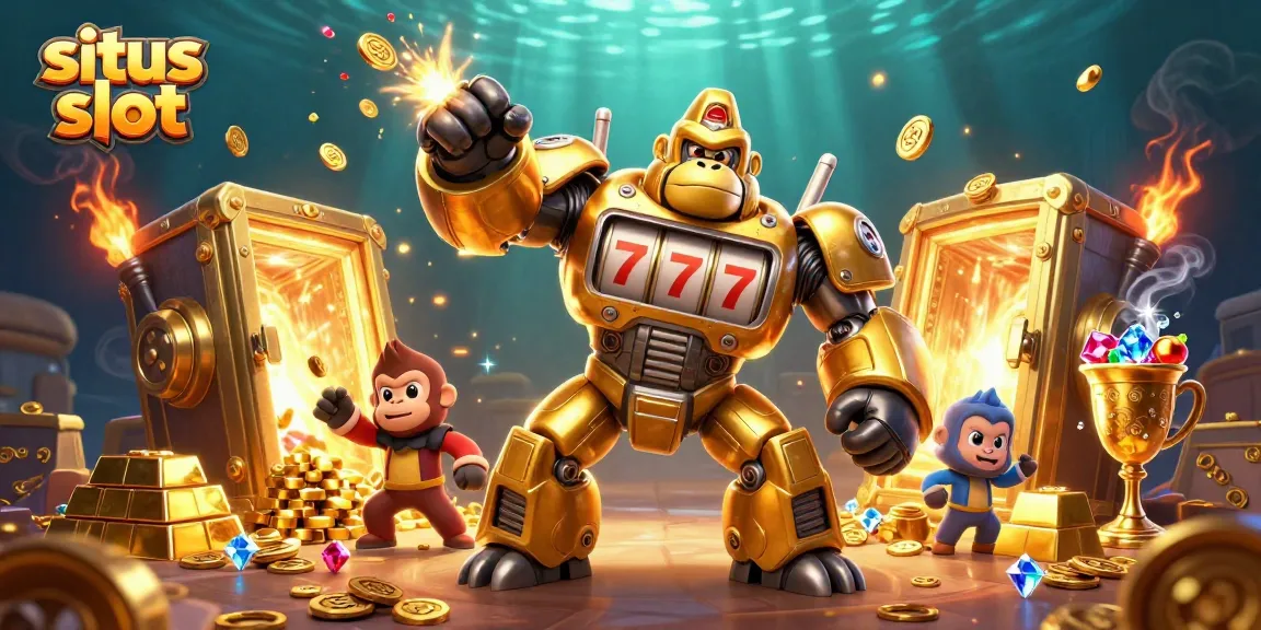Experience thrilling action at situs slot with dynamic treasure and gold elements in an exciting illustration.