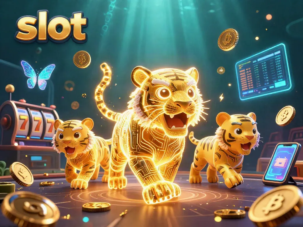 Menangkan slot dengan kegembiraan dari mesin kasino digital yang menampilkan harimau neon.